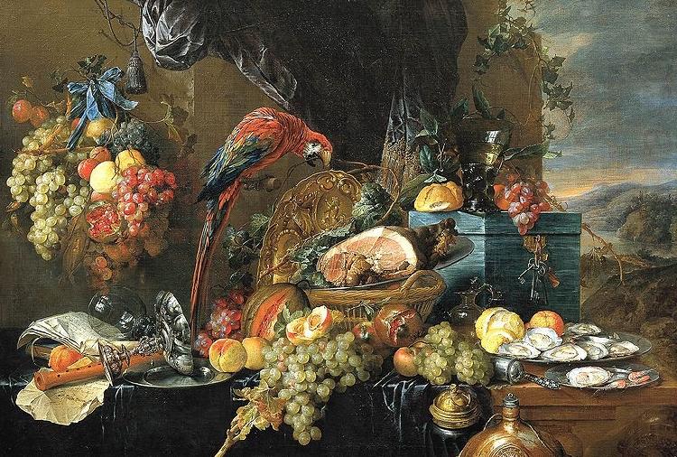 A Richly Laid Table with Parrots, Jan Davidsz. de Heem